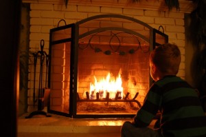 toddler by the fire